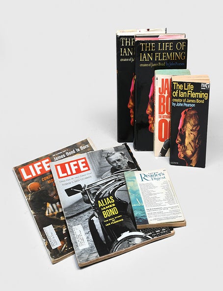 Item #156665 The Life of Ian Fleming; [together with] James Bond: The Authorized Biography of 007. The Life consisting of three book-form editions and two magazine appearances: as James Bond alias Ian Fleming [in: Life Magazine, vol. 61, nos. 15-16, 7 & 14 October 1966] and as James Bond's Last Victim [in: Reader's Digest, vol. 93, no. 556, August 1968]. Ian - PEARSON FLEMING, John.