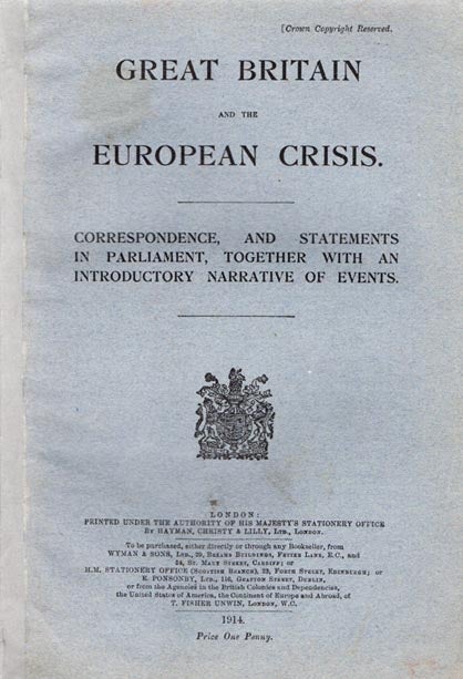 Item #42577 Great Britain and the European Crisis. Correspondence, and Statements In Parliament, together with an Introductory Narrative of Events. ANONYMOUS.