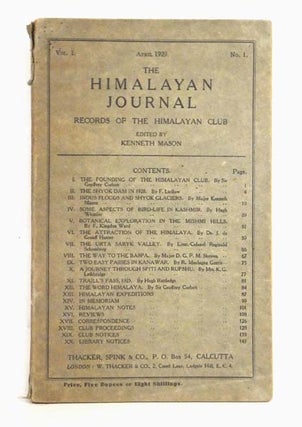 Item #42823 The Himalayan Journal. Records of The Himalayan Club. Volume I, No. I. Kenneth Mason, ed