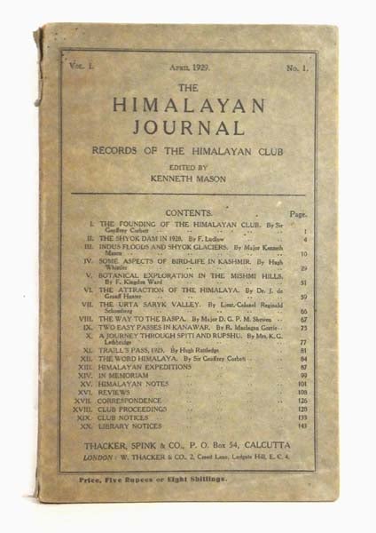 Item #42823 The Himalayan Journal. Records of The Himalayan Club. Volume I, No. I. Kenneth Mason, ed.