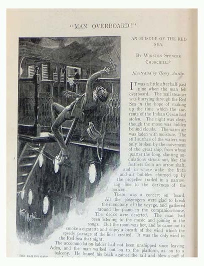 Item #42931 contributes 'Man Overboard. An Episode of the Red Sea' to Harmsworth Magazine. Sir CHURCHILL, Winston S., Arthur RACKHAM.
