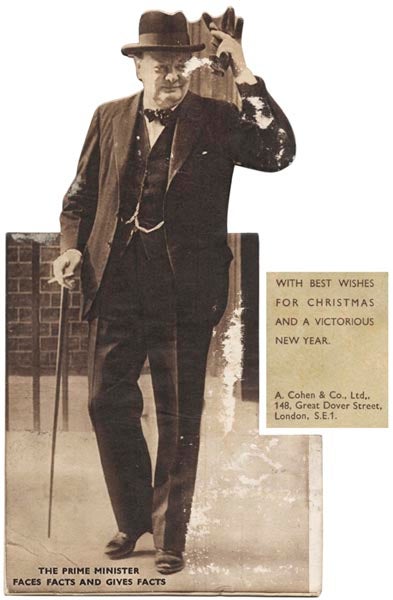 Item #46254 Churchill Christmas Greetings card. Winston Spencer CHURCHILL, Sir.