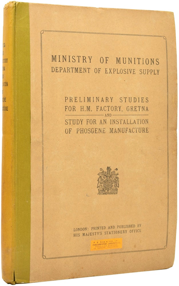 Item #50733 Preliminary Studies for H. M. Factory, Gretna, and, Study for an Installation of Phosgene Manufacture. William MCNAB, John MOULTON, foreword, K. B. QUINAN, association.