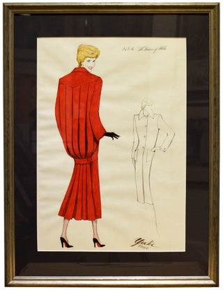 Item #51239 Original Concept drawing for an outfit designed by Yuki for Diana Spencer, HRH The...