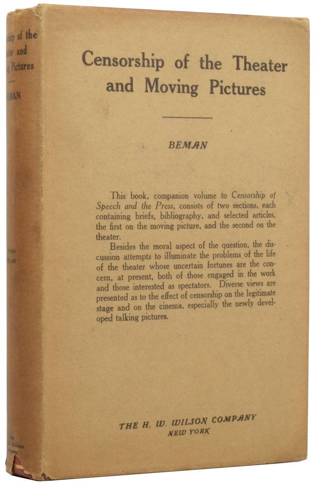 Item #52001 Selected Articles on Censorship of the Theater and Moving Pictures. The Handbook Series III, Volume 6. Lamar T. BEMAN.