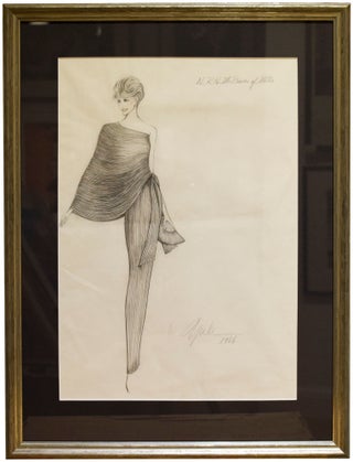 Item #52795 Original Concept drawing for an outfit designed by Yuki for Diana Spencer, HRH The...