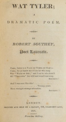 Item #56081 Wat Tyler: A Dramatic Poem. Robert SOUTHEY
