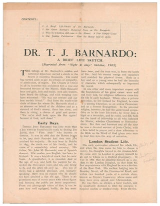 Item #57241 DR. T.J. Barnardo: A Brief Life and Sketch. Reprinted from "Night & Day," October,...