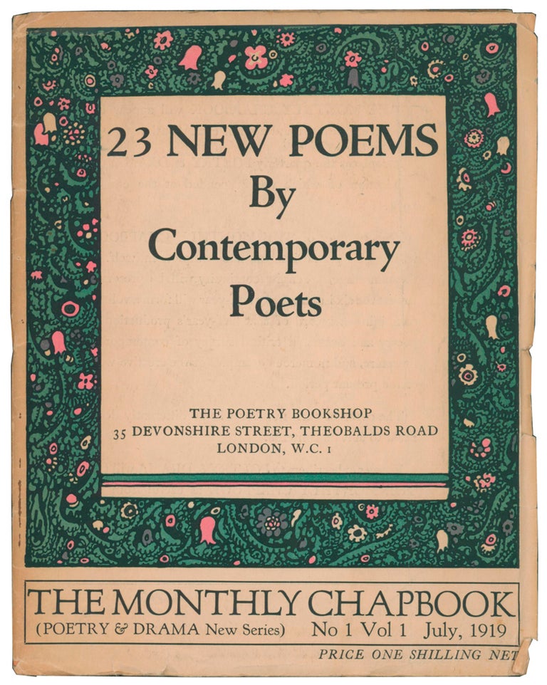 Item #58200 The Monthly Chapbook: Twenty-Three New Poems by Contemporary Poets. Number One, Volume One. Walter DE LA MARE, Osbert SITWELL, Siegfried SASSOON, D. H. LAWRENCE, Edith SITWELL, Rose MACAULAY, Frederic MANNING, Richard ALDINGTON, Harold MONRO.