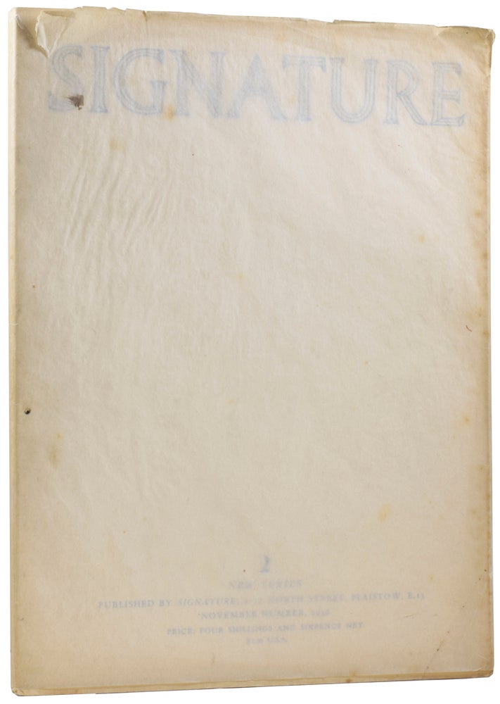 Item #58515 Signature. A Quadrimestrial of Typography and Graphic Arts. New Series 2, November 1946. James WARDROP, Michael AYRTON, Reynolds STONE, Oliver SIMON.