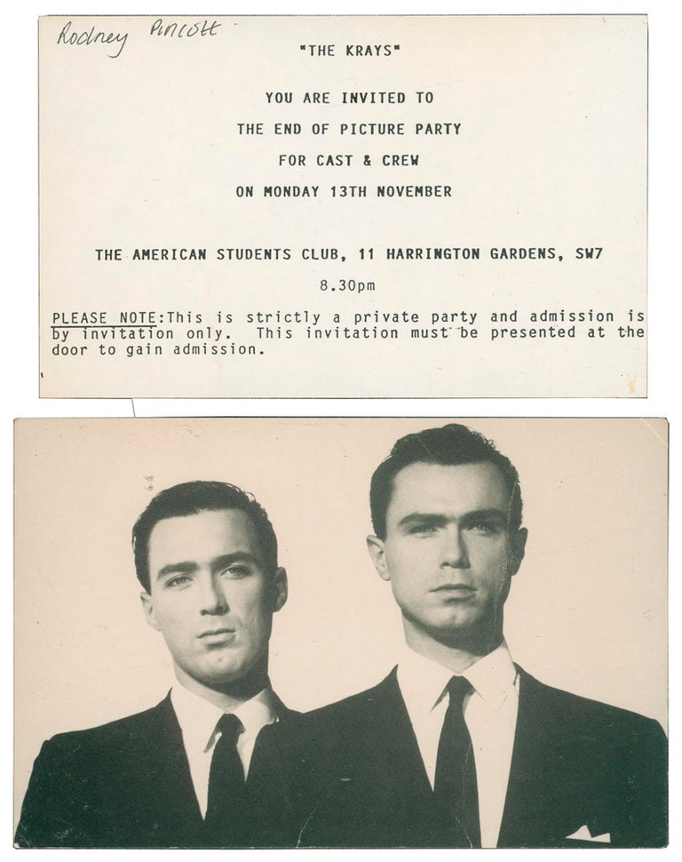 Item #59445 [Movie Wrap-Party Invitation for "The Krays"]. ANONYMOUS.