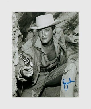 Item #59862 Signed Roger Moore Still from the film 'Gold of the Seven Saints' (1961). Roger...