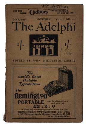 Item #60433 Freed From the Fret of Thinking. Poem contained within The Adelphi, vol. 2. no.12.,...