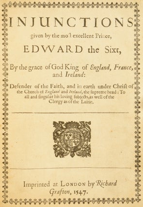 [A collection of articles injunctions, canons, orders, ordinances, and constitutions ecclesiastical, with other publick records of the Church of England; chiefly in the times of K. Edward. VIth. Q. Elizabeth. and K. James. Published to vindicate the Church of England and to promote uniformity and peace in the same. And humbly presented to the Convocation]. Injunctions given by the most excellent Prince, Edward the Sixt; The Order of the Communion; Articles to be enquired of in the Visitation of the Dioces of London, By the reverend Father in God, Nicolas Bishop of London; Articles agreed upon by the Bishops and other Learned and Godly men, In the Last Convocation at London, In the year of our Lord 1552. to root out the discord of Opinions, and establish the Agreement of true Religion; Articuli de quibus in Synodo Londinensi Anno Dom. MDLII; Injunctions Given by the Queens Majesty concerning both the Clergy and Laity of this Realm. Published Anno Dom. 1559; Articles Agreed Upon By the Arch-Bishops and Bishops of both Provinces, and the whole Clergie; In the Convocation holden at London, in the Year, 1562; Advertisments partly for due order in the publick administration of the Holy Sacraments; The Form and Manner of Making & Consecrating Bishops, Priests, and Deacons: According to the Appointment of the Church of England; Articles to be enquired in the Visitation, in the First Year of the reign of our most dread Sovereign Lady Elizabeth; Articuli per Archiepiscopum, Episcopos & reliquum Clerum Cantuariensis Provinciae in Synodo inchoata Londini vicesimo 1584; Celebratio Coenae Domini in Funerbribus, Si Amici & Vicini defuncti Communicare velint etc.; Articuli De quibus convenit inter Archiepiscopos, et Episcopos Utriusque Provinciae, et Clerum Universum In Synodo, Londini; Liber Quorundam Cononum Disciplinae Ecclesiae Anglicanae; Capitula sive Constitutiones Ecclesiasticae, per Archepiscopum, Episcopos, & reliquum Clerum Cantuariensis Provinciae, In Synodo inchorata Londini XXV die mensis Oct. Anno Domini MDXCVII; Constitutiones sive canones ecclesiastici, Per Episcopum Londinensem.