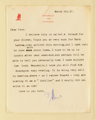 Item #61738 The Scapegoat [with a Typed Letter Signed]. Daphne DU MAURIER, 1907–1989, Dame