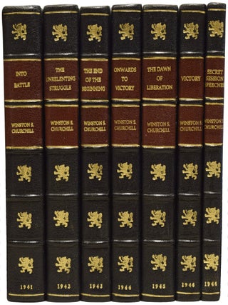 [War Speeches 1938-1945]: Into Battle; The Unrelenting Struggle; The End of the Beginning; Onwards to Victory; The Dawn of Liberation; Victory; Secret Session Speeches. Compiled by Randolph S. Churchill.