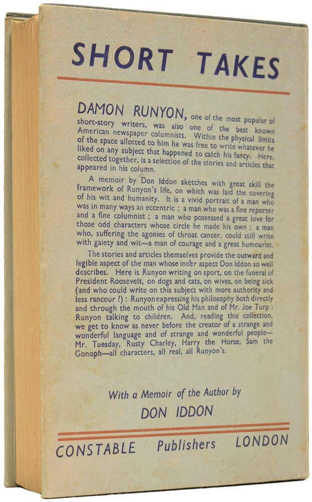 Short Takes. With a memoir of the author by Don Iddon | Damon RUNYON ...