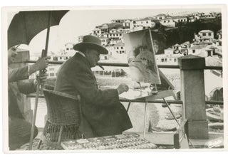 Item #65661 Photograph of Winston Spencer Churchill while painting. ANONYMOUS