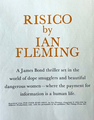 Item #66317 Risico [from 'For Your Eyes Only', in] HQ magazine. Volume 1, Number 4. Ian Lancaster...