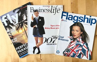 Item #66355 Fly, Flagship and Business Life. [Three In-Flight magazines with James Bond related...