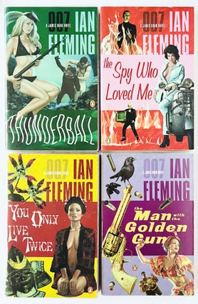 Group of 'Bond Re-jacketed' paperback series. Comprising: Moonraker, Diamonds Are Forever, Doctor No, Goldfinger, Thunderball, The Spy Who Loved Me, You Only Live Twice, and The Man With The Golden Gun.