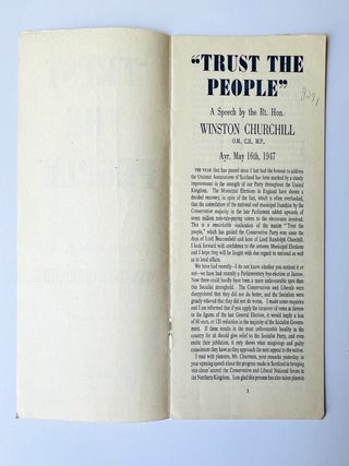 "Trust The People". A Speech by the Rt. Hon. Winston Churchill M.P,. Ayr, May 16th, 1947.