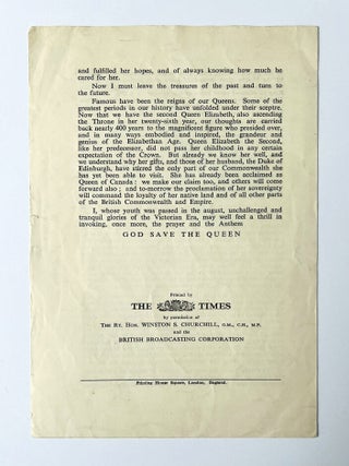 King George VI. The Prime Minister's Broadcast.