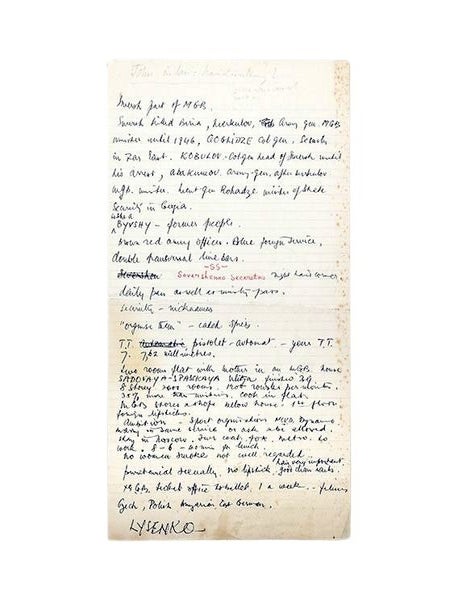 Item #69975 Manuscript notes on an international crime conference, developed into From Russia, With Love. Ian Lancaster FLEMING.