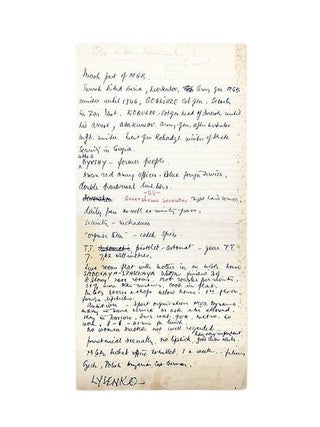 Manuscript notes on an international crime conference, developed into From Russia, With Love. Ian Lancaster FLEMING.