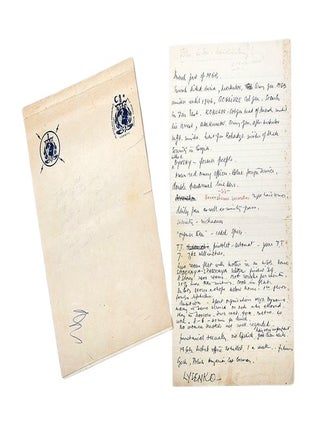 Manuscript notes on an international crime conference, developed into From Russia, With Love.