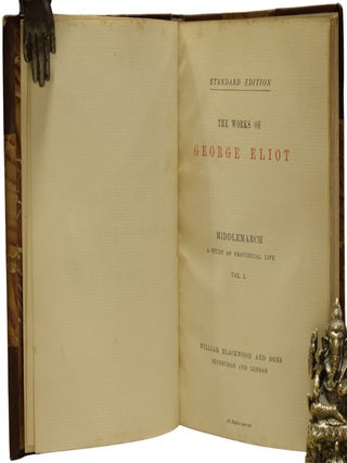 The Works of George Eliot. Standard Edition. Adam Bede; The Mill on the Floss; Silas Marner, The Lifted Veil, Brother Jacob; Scenes of Clerical Life; Felix Holt; Romola; Middlemarch; Daniel Deronda; The Legend of Jubal and Other Poems, Old and New; Essays, and Leaves from a Note-book; The Spanish Gypsy;Impressions of Theophrastus Such.