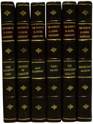 The Works of H. Rider Haggard. Pearl-maiden, Cleopatra, Allan Quartermain, Marie, Nada the Lily, Margaret, Elissa, Black Heart and White Heart, Child of Storm, The Spirit of Bambatse, She, Morning Star, Eric Brighteyes, Montezuma's Daughter, Lysbeth, The People of the Mist, The Wanderer's Necklace, Heart of the World, Jess, Swallow, [and] King Solomon's Mines.