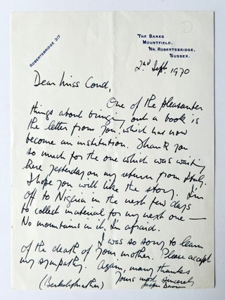 Item #70919 [Autograph Letter Signed]. Bondiana, Berkely MATHER, John WESTON-DAVIES