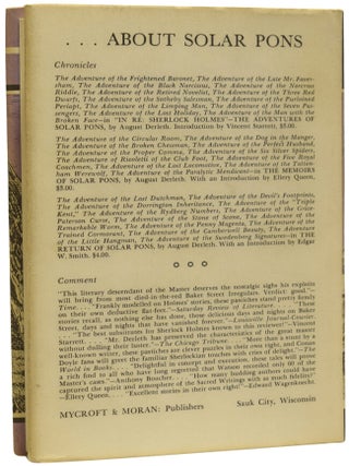 The Reminiscences of Solar Pons. With an Introduction by Anthony Boucher.
