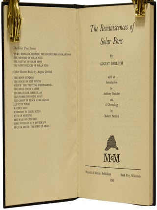 The Reminiscences of Solar Pons. With an Introduction by Anthony Boucher.