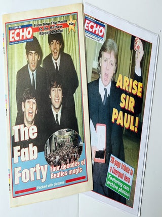 Item #71041 Liverpool Echo. Two commemorative newspapers. The BEATLES, Paul McCARTNEY