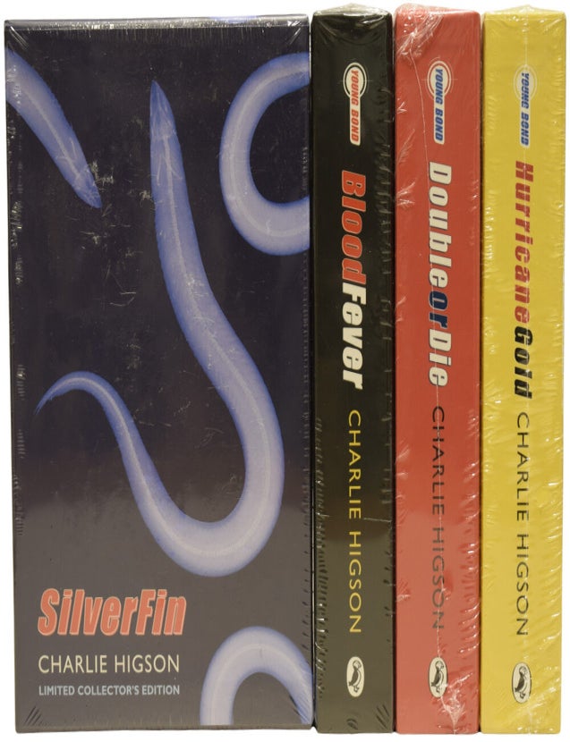 Item #71819 Silverfin, Blood Fever, Double or Die, Hurricane Gold. Complete Collector's Edition. Charlie HIGSON, born 1958.