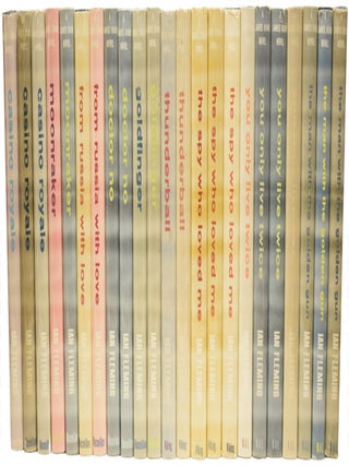 Dollar Mystery Guild Uniform edition of the James Bond novels. A complete set, with multiple variant copies. Comprising Casino Royale, Moonraker, From Russia With Love, Dr. No, Goldfinger, Thunderball, The Spy Who Loved Me, You Only Live Twice and The Man with the Golden Gun (all that were published).