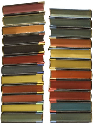 Dollar Mystery Guild Uniform edition of the James Bond novels. A complete set, with multiple variant copies. Comprising Casino Royale, Moonraker, From Russia With Love, Dr. No, Goldfinger, Thunderball, The Spy Who Loved Me, You Only Live Twice and The Man with the Golden Gun (all that were published).