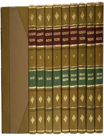 Item #72435 Plutarch's Lives and Writings. Edited by A.H. Clough and Prof. William W. Goodwin, with an Introduction Ralph Waldo Emerson. Plutarch's Lives: The Translation called Dryden's Corrected from the Greek and Revised by A.H. Clough. Essays and Miscellanies: Comprising all his works collected under the title of "Morals;" translated from the Greek by several hands; corrected and revised by William W. Goodwin, Ph.D., Professor of Greek Literature in Harvard University. Illustrated with Photogravure reproductions of paintings and sculptures. A. H. CLOUGH, Prof. William W. GOODWIN, c. A. D., Ralph Waldo EMERSON, introduction.