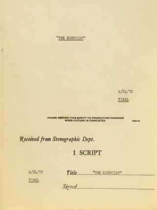 [Screenplay] The Exorcist. Film Script.