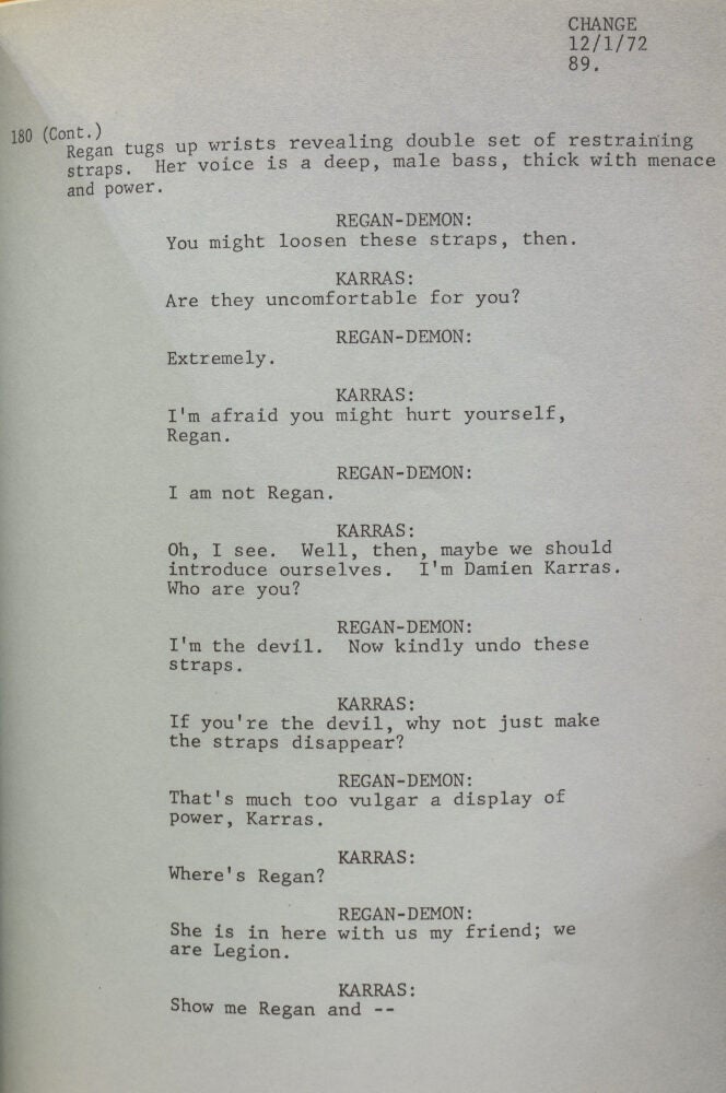Exorcism Script Screenplay The Exorcist. Film Script | William BLATTY, Peter