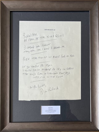 Item #73630 Diamonds are Forever (1971) handwritten lyric lines. Ian / Bondiana FLEMING, Don...