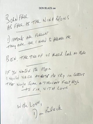 Diamonds are Forever (1971) handwritten lyric lines.