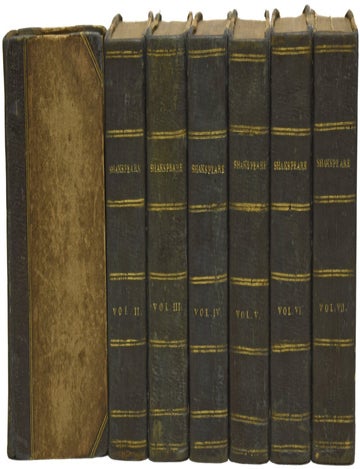 Item #73768 The Dramatic Works of William Shakespeare. Whittingham's Edition. In Seven Volumes. With Two Hundred and Thirty Embellishments; a Life of the Poet; The Preface by Dr. Johnson; and a Glossarial Index. Dr. Samuel JOHNSON, preface, John BRITTON, life, William SHAKESPEARE.