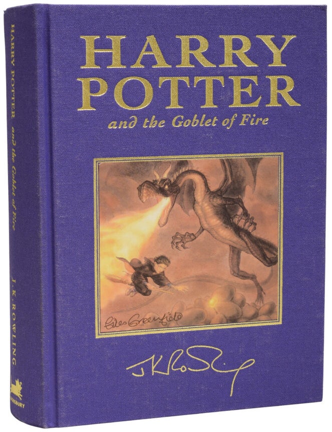 Item #73900 Harry Potter and the Goblet of Fire. J. K. ROWLING, born 1965, Giles GREENFIELD.