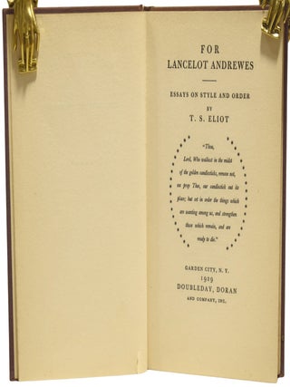 For Lancelot Andrewes. Essays on Style and Order.