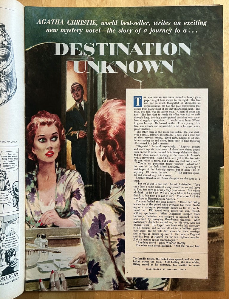 Item #75409 Contributes 'Destination Unknown' to 'John Bull' magazine, September 25, October 9, 23, 16, 1954. Agatha CHRISTIE, Percy MUIR, Dame.