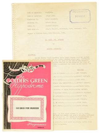 Item #75580 Go Back For Murder. A Play. Associated British Picture Corporation (ABPC)...