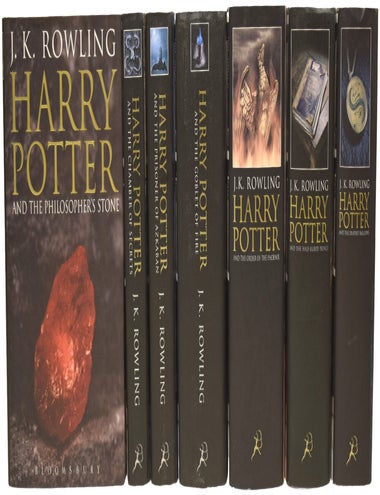 Item #75893 Harry Potter Series, Complete UK Adult hardback set. Being: The Philosopher's Stone; The Chamber of Secrets; The Prisoner of Azkaban; The Goblet of Fire; The Order of The Phoenix; The Half-Blood Prince; The Deathly Hallows. J. K ROWLING, born 1965.